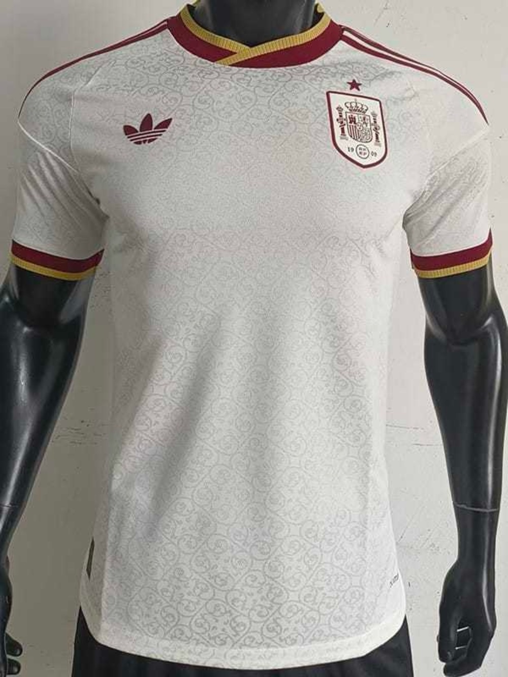 Spain 2026 World Cup Men's White Football Jersey with Burgundy Trim